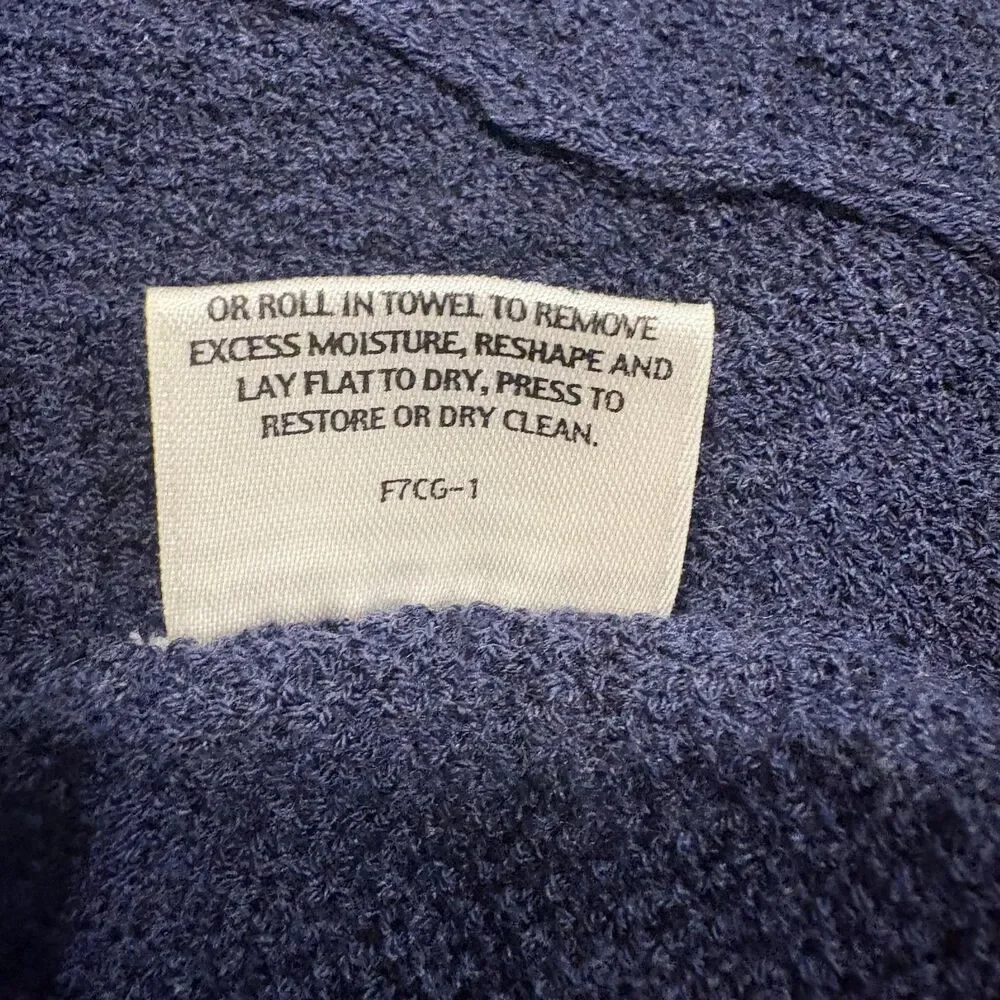 Eileen Fisher Cardigan Sweater Womens Medium Blue Wool Open Front Knit Pockets